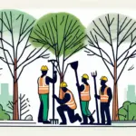 Arborist properly pruning a crape myrtle tree to promote healthy growth and blooms