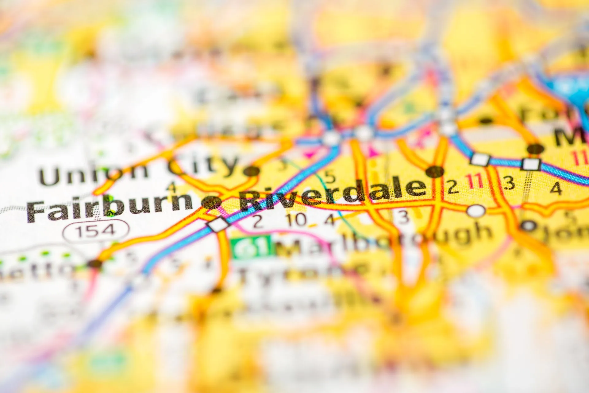 Map showing the Riverdale, GA area in South Metro Atlanta